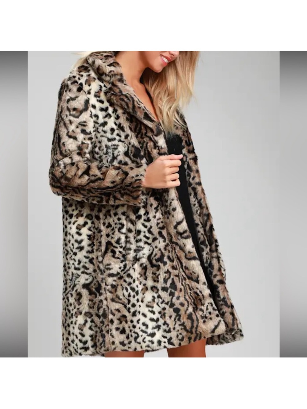 BB Dakota Faux Fur Leopard Print Coat - Brown
